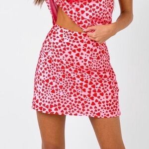 Princess Polly Mini Skirt Heart Printed Size 0 LOVER ERAS TOUR TAYLOR SWIFT